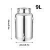 Luftdichter Edelstahl-Ölbehälter mit Zapfhahn 5L/9L/14L Weinlagerfass Küchentank für Getränke Wasser Tee Milch