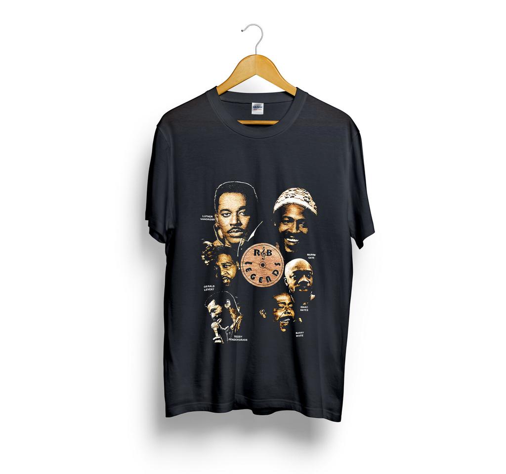 LEGEND RnB LEGEND Marvin Gaye Black T-Shirt Size S-5XL