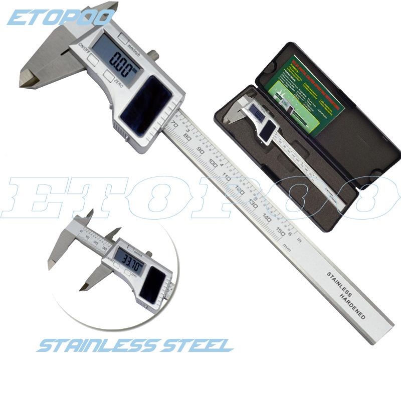 HUOTO 0-150mm Solar Digital Caliper, 0.01mm Precision, Stainless Steel