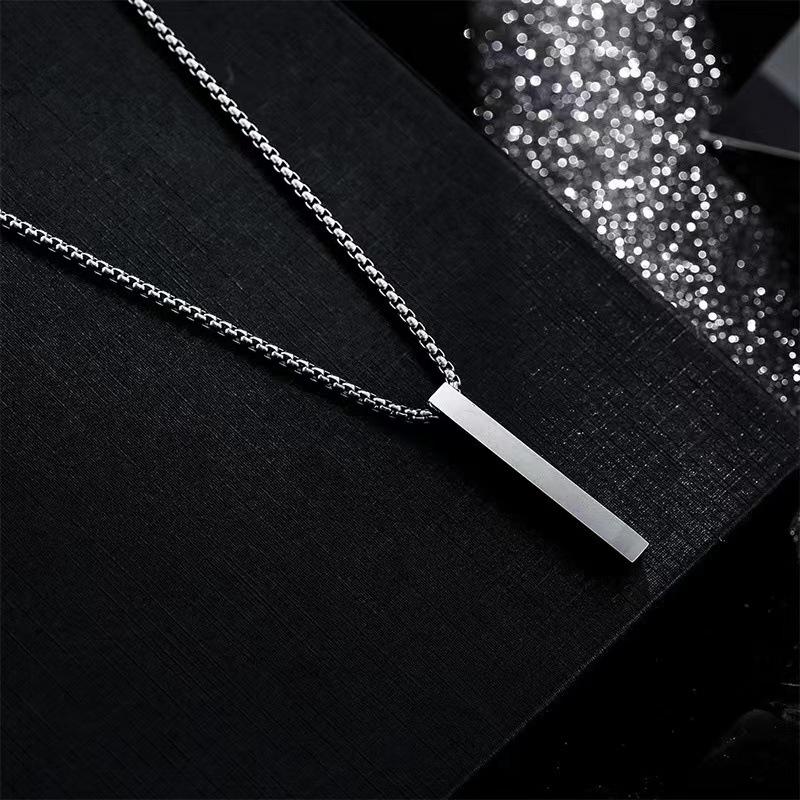 Trendy Stainless Steel Bar Necklace - Unisex Hip Hop Luxury Design, Lightweight Long Strip Titanium Sweater Chain Accessory