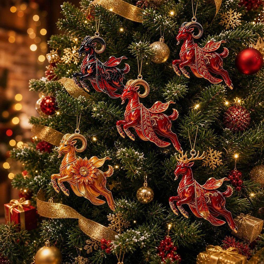 Galloping Goat Goat Hanging Ornament Shining Animal Hanging Decoration  Christmas Tree Ornament