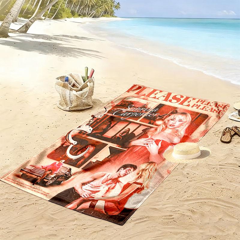 Sabrina Carpenter Vibe Print Beach Towel, Large Soft Quick Dry Towel for Beach Camping Swimming