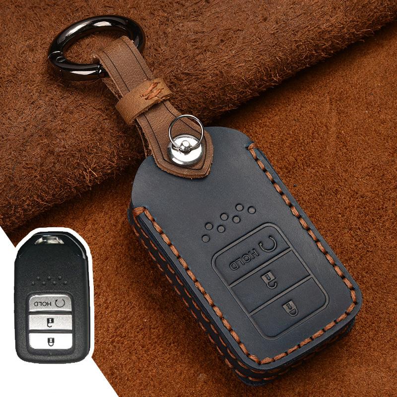 Leather Smart Remote Car Key Case Cover For Honda Vezel City Civic Jazz Brv Br-V Hrv Key Case 2Btn Car Accessories