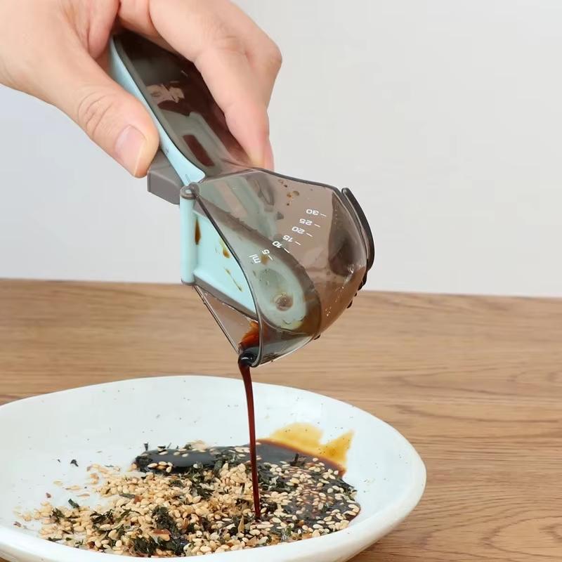 2Pcs Adjustable Measuring Spoon Set with Clear Scales Kitchen Gadgets Measuring Cup with Magnetic for Dry and Liquid Ingredient