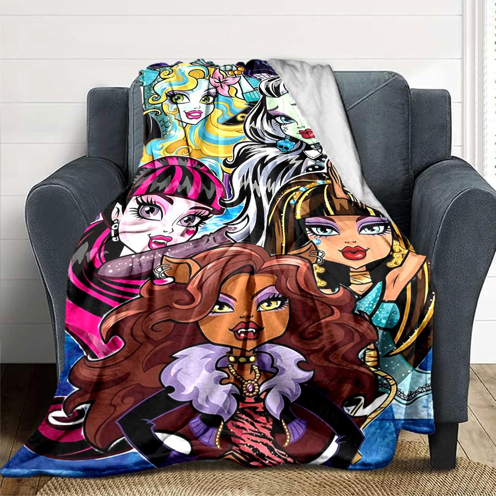 1Pc Monster High Creatures Blanket For Couch Bed Plush Cozy Fuzzy Blanket Super Soft Warm Blankets For Fall And Winter 091829