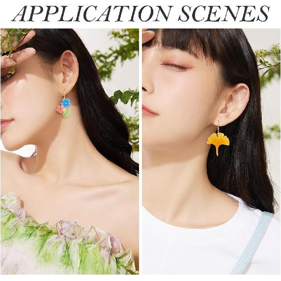 Elecrelive 2 Sets Flower Silicone Pendant Molds with Ear Wires Resin Jewelry Casting Molds for UV Resin Stud Dangle Earring Necklace Keychain Making