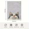 1pc 60x80 Inch Single-Sided Printed Blanket - White & Gray Cat with Green Eyes on White Background, Retro Style Cozy Soft Lightw