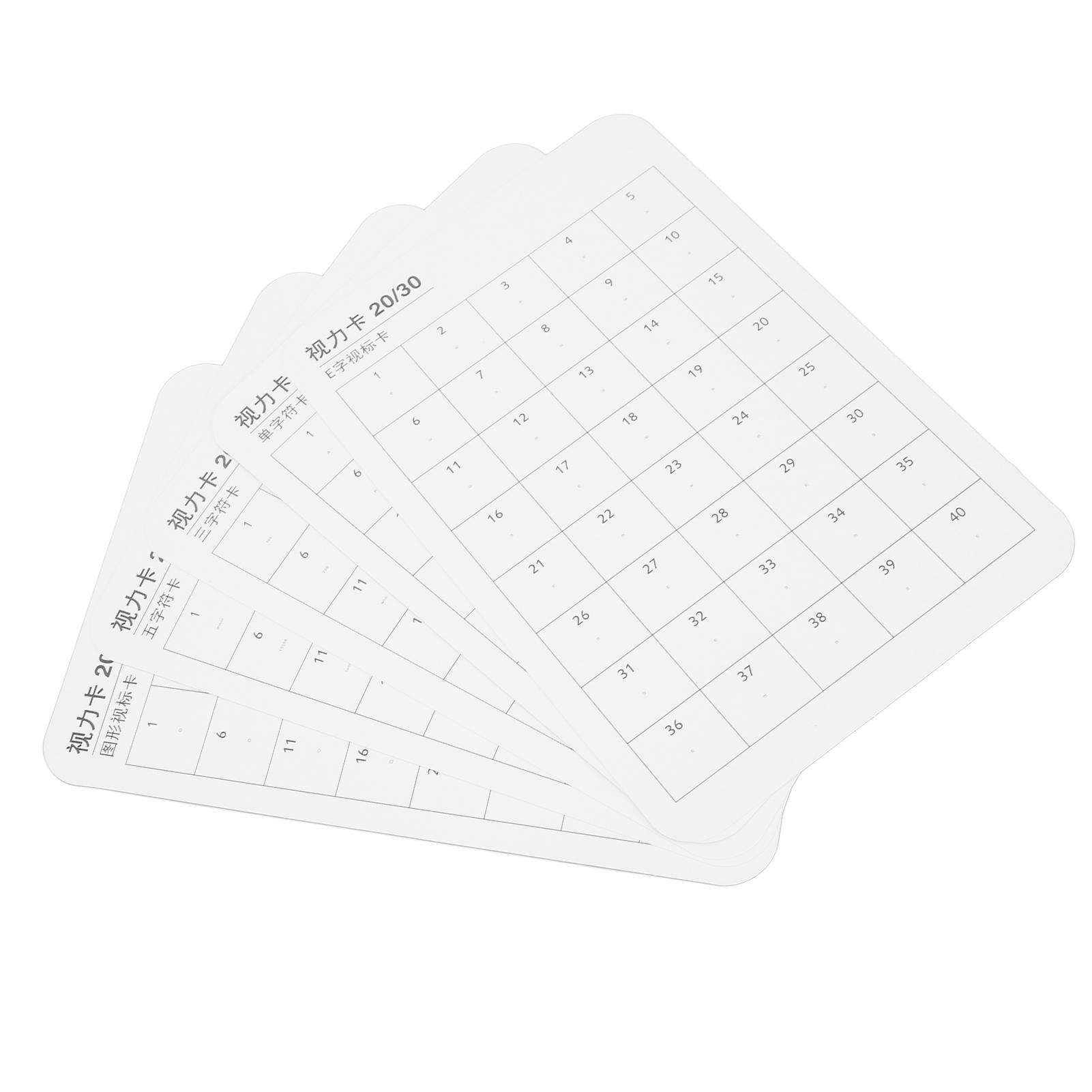 

5 шт. Таблица для проверки зрения Двусторонняя Матовая пленка Таблица для глаз для теста на подтверждение ближнего зрения