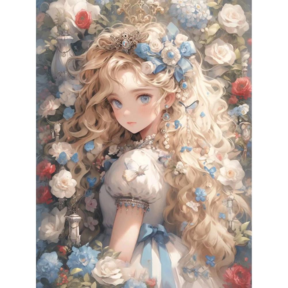 Alice in Wonderland Diamond Painting Art Mosaic Anime Girl Rose DIY Cross Stitch Kit 5D Full Drill Home Decor