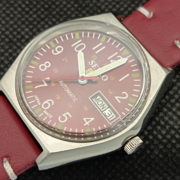 USED VINTAGE SEIKO 5 AUTOMATIC 6309A JAPAN MENS D/D RED WATCH 621b-a413509-2 SKU621b-a413509