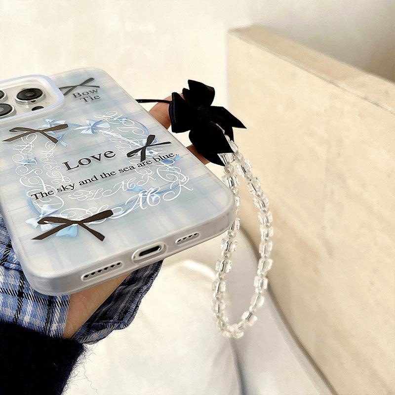 Bow Feathered Yarn Shell Suitable for Iphone16pro Mobile Phone Case Apple 15 Protective Case 14 13 12 Bracelet