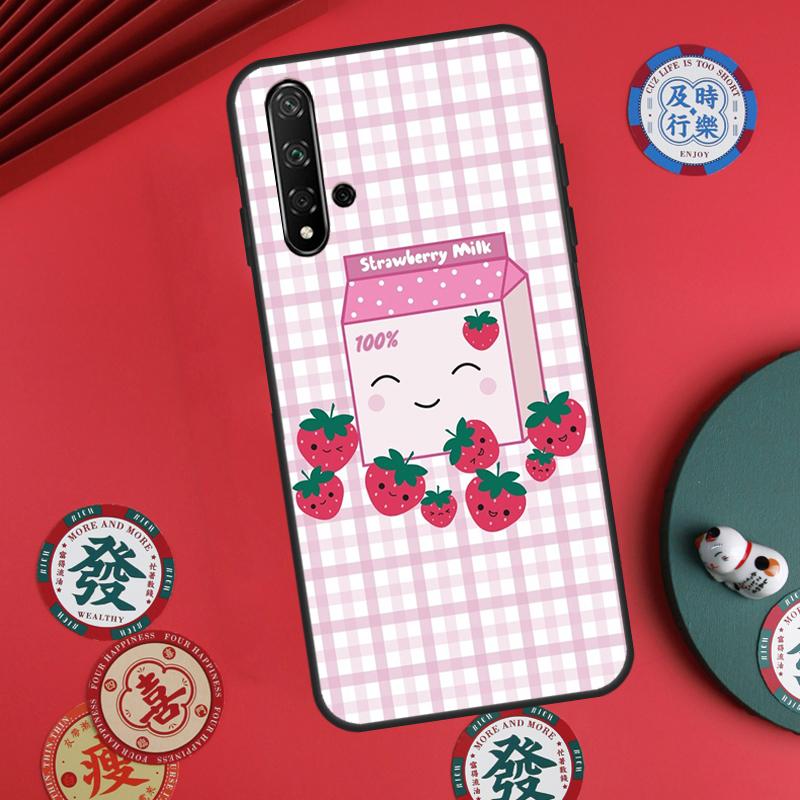 Cute Strawberry Milk Box For Huawei Nova 5T 10 9 SE 7i 8i 11i 12i Y73 Y90 Y70 Y72 Y61 Y91 P60 Pro P30 P40 Lite Case