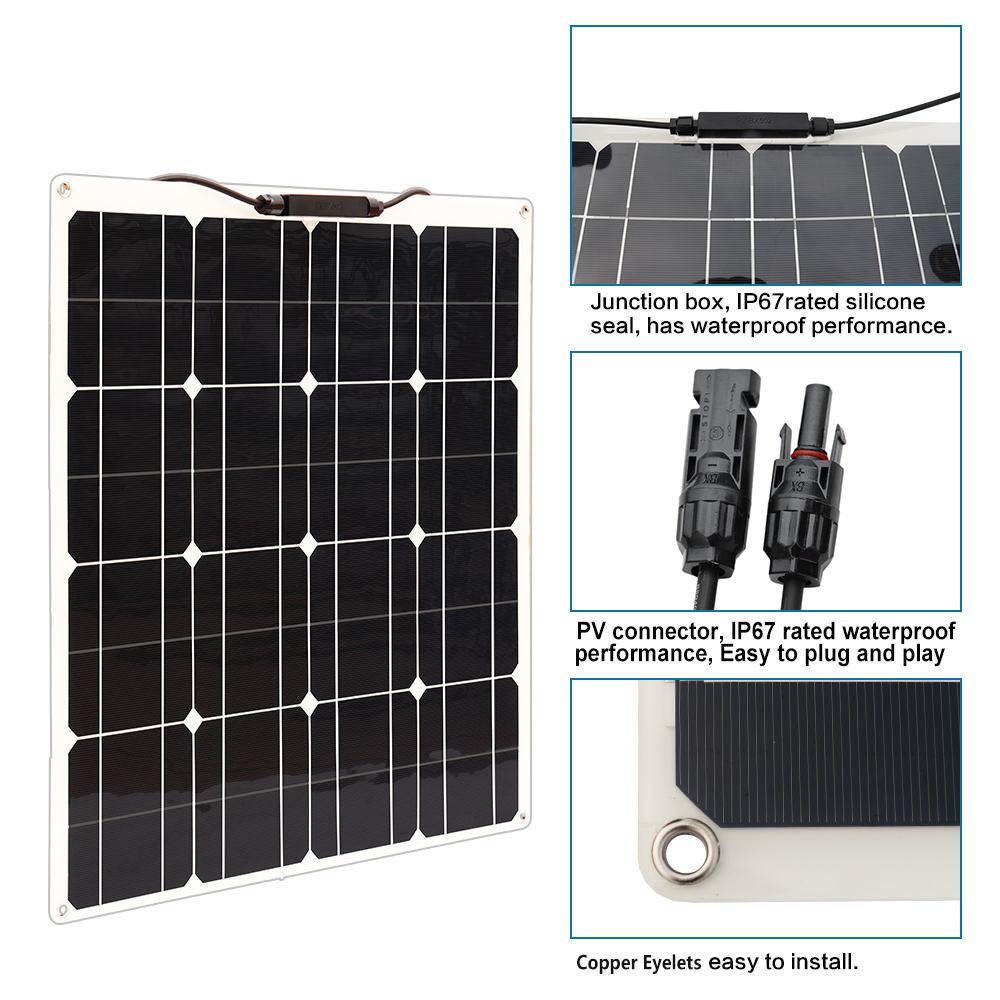 Venkovní monokrystalický 50W poloflexibilní solární panel Panel pro výrobu solární energie Fotovoltaický modul