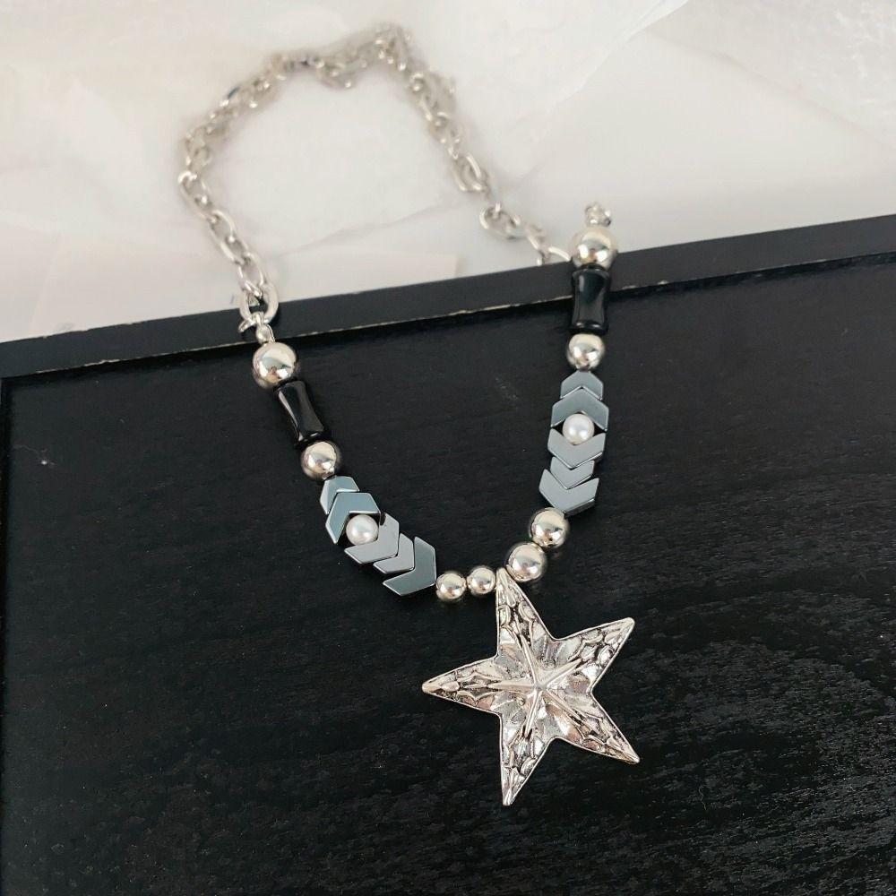 Goth Y2k Punk Necklace Geometry Simple Metal Necklace Adjustable Star Pendant Necklace  Streetwear