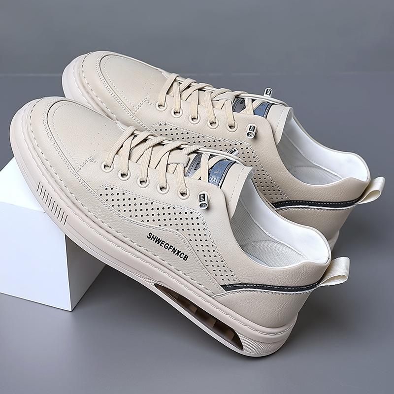 Fashion 2024 Fashion Hollow Slip-on Men's Small White Shoes Spring Autumn Designer New Flat Hand-stitched Casual Leather Men's Shoes
