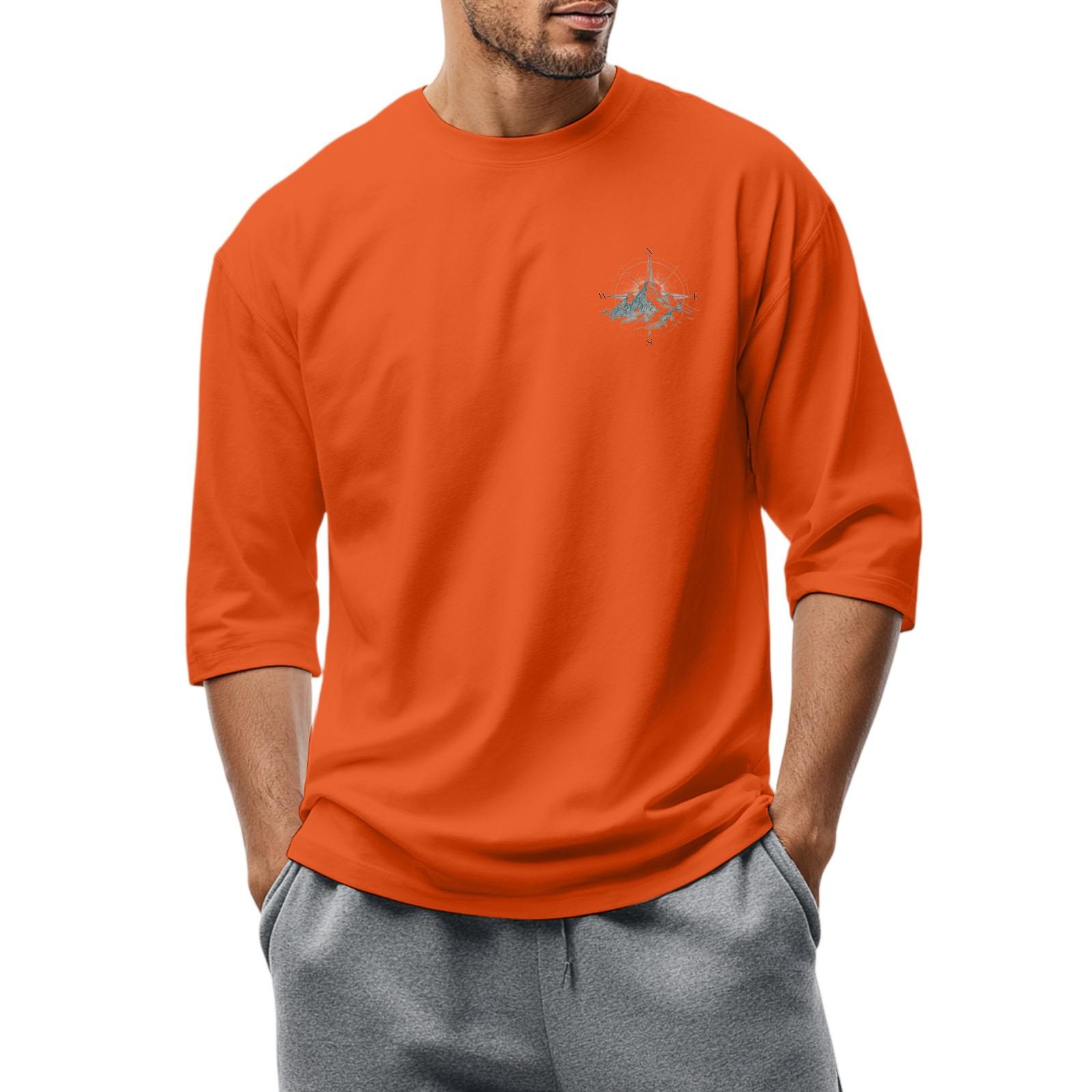 

Men S Round Neck Three-Quarters Sleeve Top Casual Fashion T-Shirt XXXL