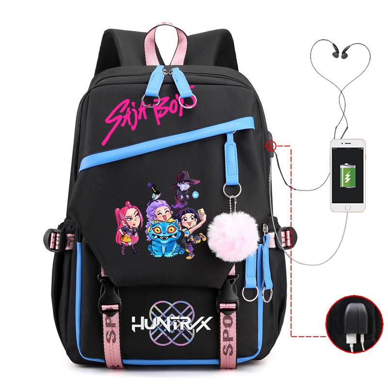 Children'S Schoolbag Contrasting Colors Neutral Leisure Travel Usb Backpack Animation Printing Primary And Secondary School Students