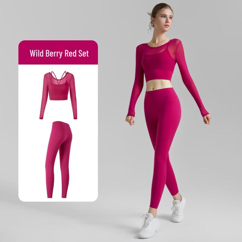 Women s Naked-Feel Mesh Two-Piece Yoga Set M