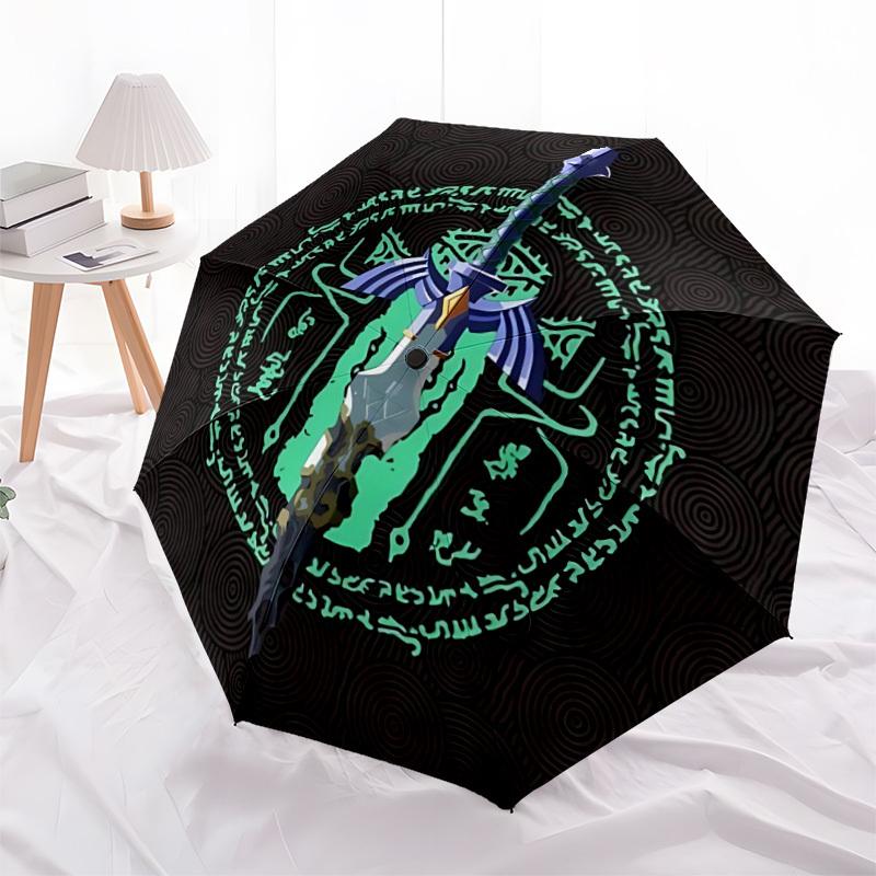 Legend of Zelda Automatic Folding Umbrella with Sturdy Iron Frame, Portable Compact Travel Umbrella All-Season Use Parties 0807052