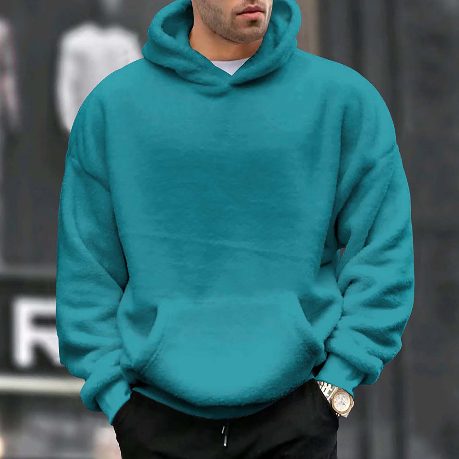 

Men s And Winter Hooded Double-sided Velvet Loose Pullover Color Sweater L