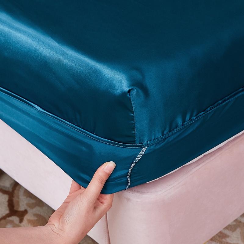 Premium Satin Fitted Sheet with Elastic Band High End Mattress Cover for Single Double Full Queen Beds