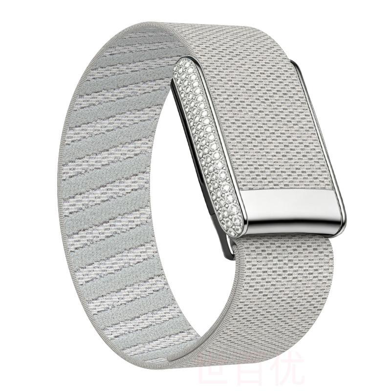 Sparkly Diamond Metal Frame Nylon Elastic Band for Whoop 5.0 Comfortable Replacement Strap for Whoop 5.0 Smart Fitness Tracker