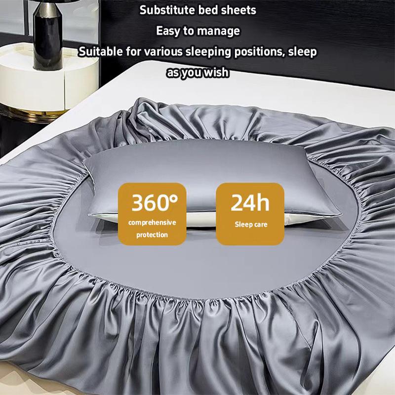 Cool Touch Ice Silk Fitted Sheet Summer Cooling Mattress Protector Cover Non-slip Bed Sheet For Hot Sleepers & Night Sweats