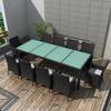 VidaXL Garden Furniture Set 11 Pcs with Cushions Wicker Resin Black