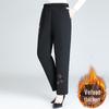 Women's High-Waist Fleece-Lined Lambswool Cotton Pants for Winter