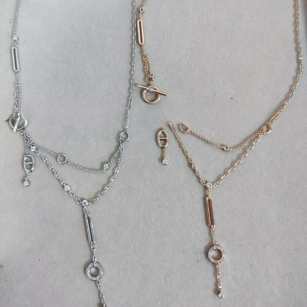 H Hög Version Ny Mode Grisnäsa Franskad Halsband Hög Nisch Design Mångsidig Nyckelbenskedja