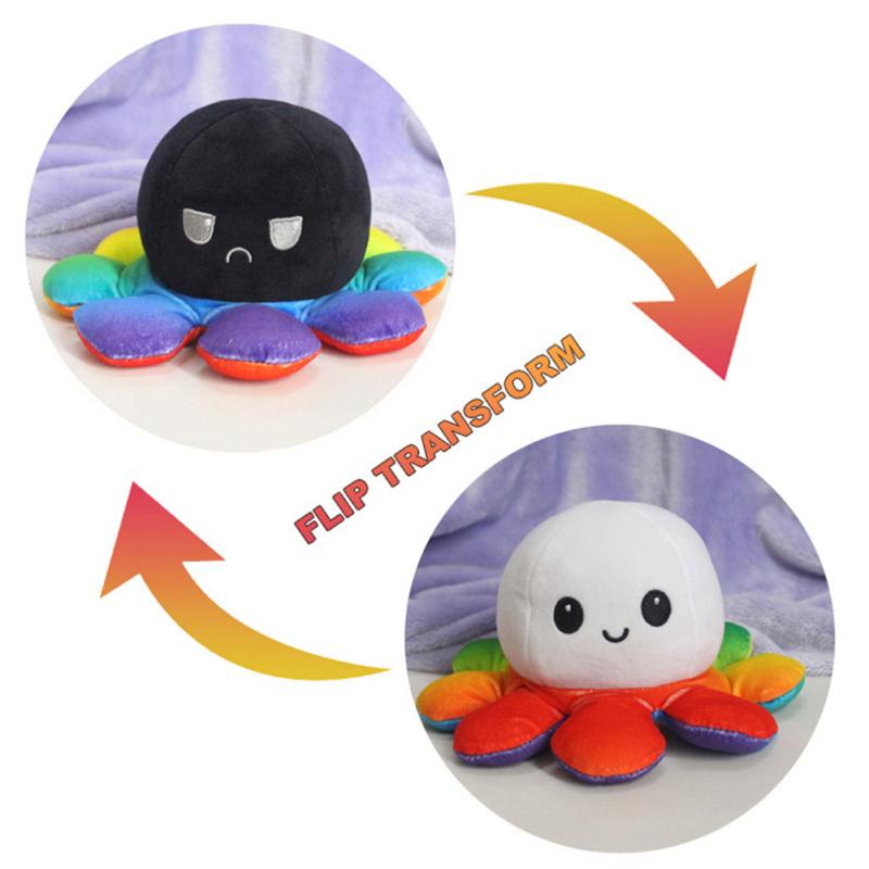 New! Octopus Plush Doll Toy Soft Stuffed Animal Cute Cartoon Reversible Flip Octopus Doll For Children