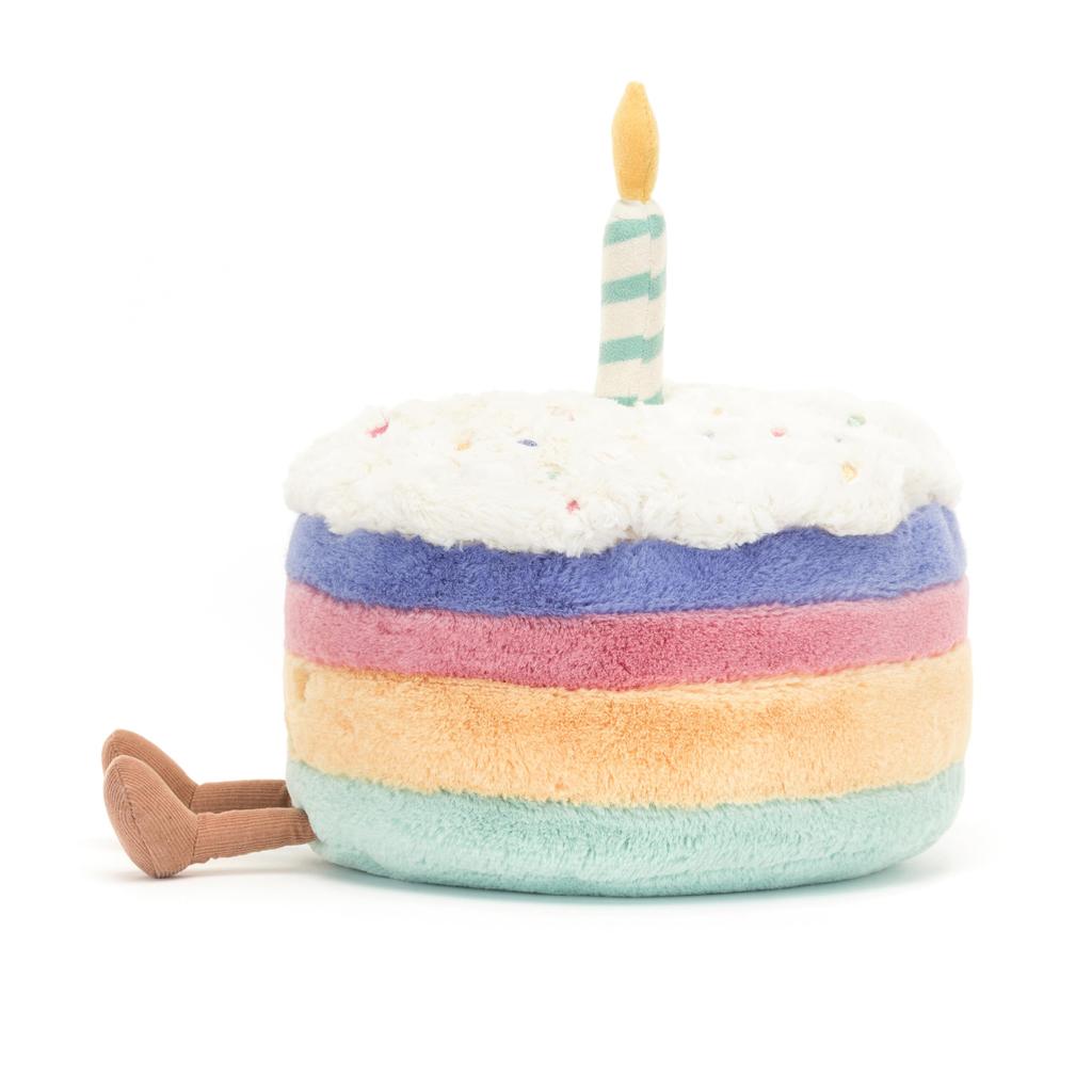 Jellycat Amuseables Rainbow Birthday Cake Plush 6 Inch Dessert Stuffed Animal Birthday Gift Toy, Medium, - -