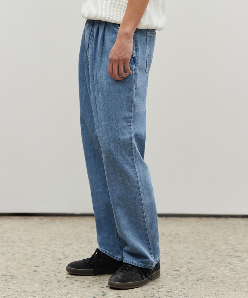 DECET [Summer Fabric] 2Pleats Wide Jeans Dcpt005Blue