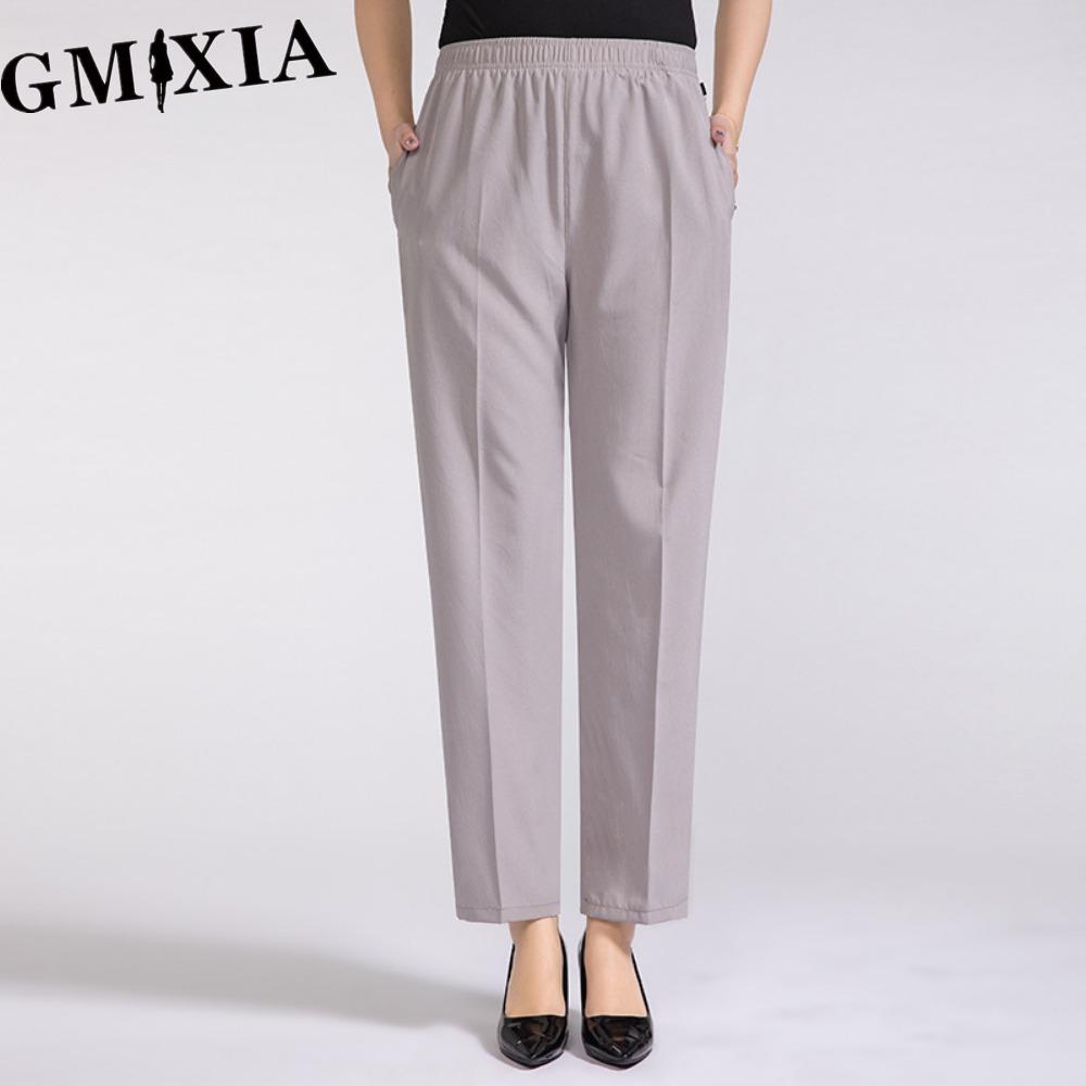 GMXIA Women's Fashion Casual Solid Color Print Pants & Capris Trousers