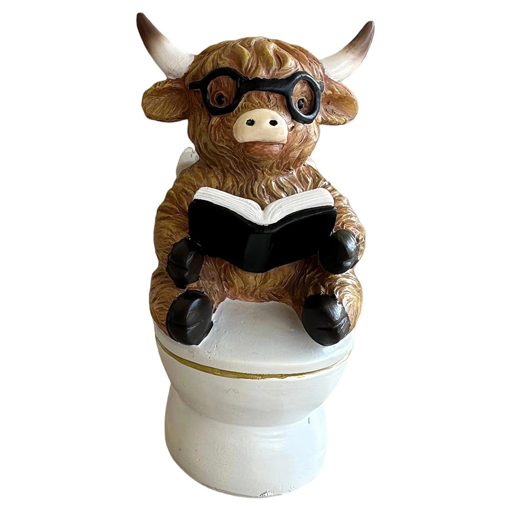 Cow Bathroom Decor,Cow Gifts For Women, Cow Figurine With Bathtub/Toilet/Tissue, Xmas Rustic Resin Ornaments For Kitchen Home Table Decoration