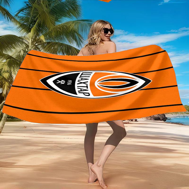Asciugamano da Spiaggia con Design dello Stemma dello Shakhtar Donetsk, Asciugatura Rapida, Facile da Curare, Adatto Sia per il Fitness che per le Vacanze al Mare, Essenziale per lo Sport