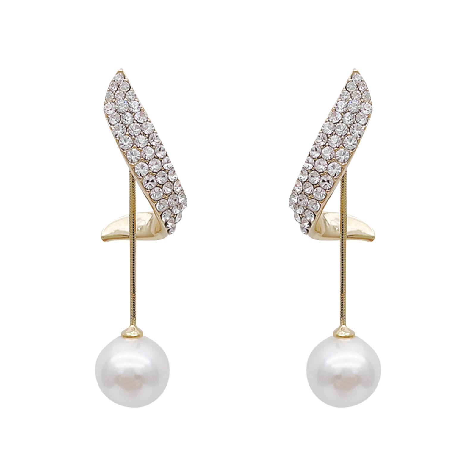 

Серьги с бриллиантами и жемчугом с женственным темпераментом, серьги, универсальные французские серьги золотой