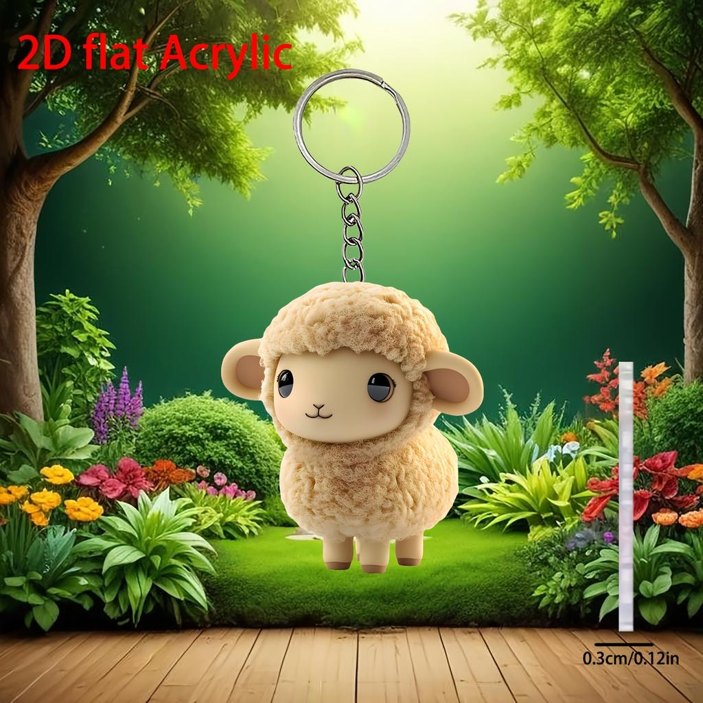 2D plochá akrylová roztomilá dekorace ovečky, přívěsek na zpětné zrcátko do auta, batoh, klíčenka, domácí dekorace, vhodná na tašky a klíčenky