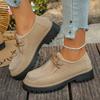 Lace-up Platform Loafers Women's New 2025 Autumn Vintage Muffin Plus-size Low-top Shoes