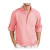Spring Summer Men's Linen Long Sleeve T-Shirt Loose Solid Color Tops Casual Breathable Cotton Linen Shirt