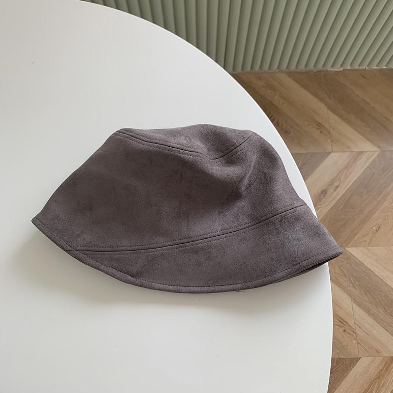Ding Walk Walk Free Face Cover Versatile Suede Fisherman Hat Children Spring and Autumn Show Small Face Solid Color Bucket Basin Hat Men Trend
