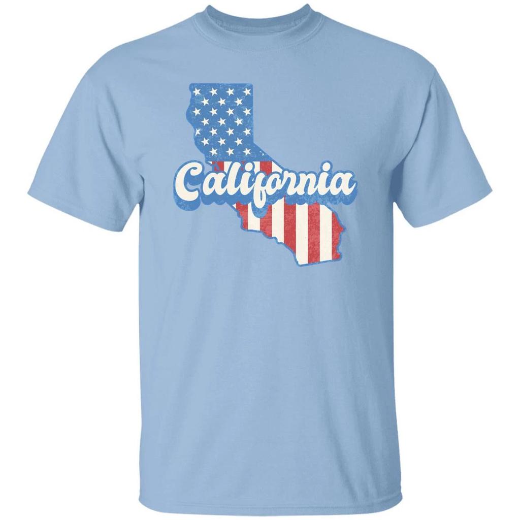California US Flag Unisex T-Shirt American Patriotic California State Tee White