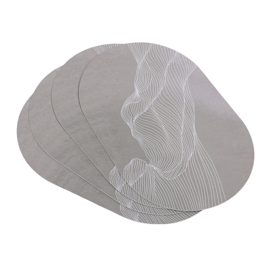 4PCS Oval Placemats Anti Slip Washable Table Mats PU Leather Place Mats for Restaurant Kitchen Hotel 18x12in