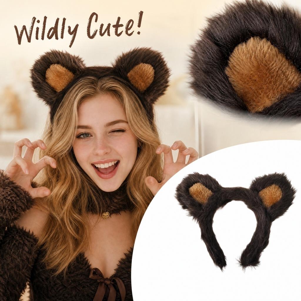 Brown Bear Ears Headband for Costume Party Accessory