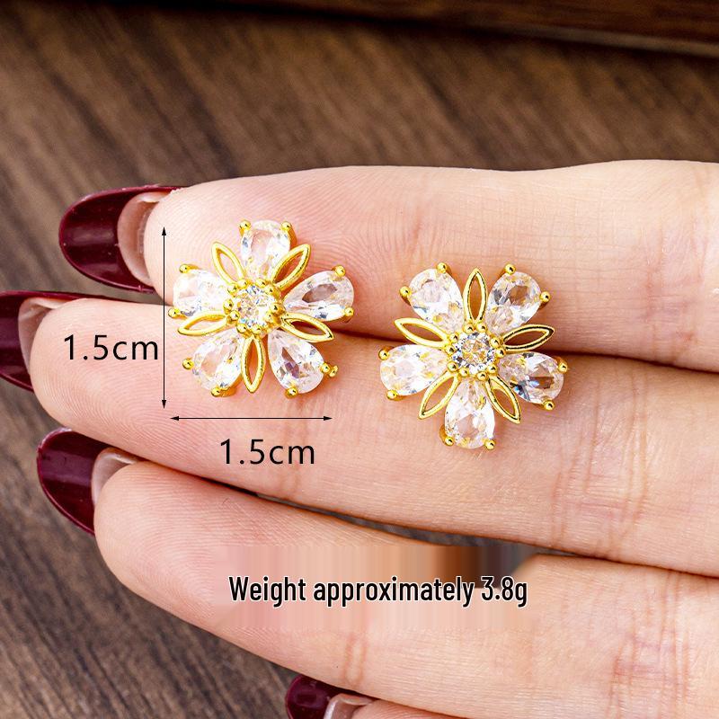 Luxuriöse pastorale Zirkon-Blütenstecker - Damen Gold, Vielseitiger & Langlebiger farbechter Schmuck