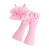 Girls' Fashion Set: Summer Children's Solid-Color Tank Top with Tulle + Flared Pants Set