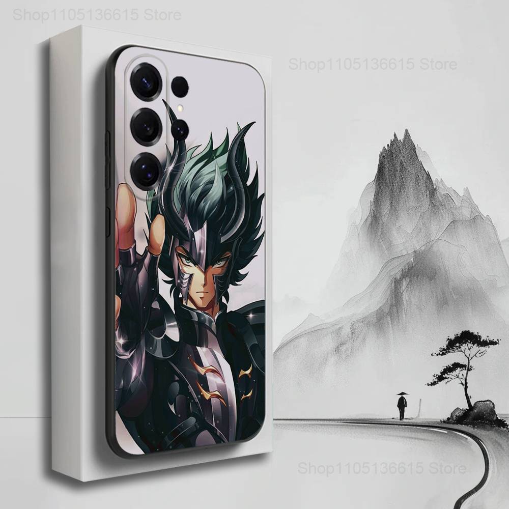 Cool S-Saint S-Seiya Anime Phone Case For Samsung S25,S24,S23,S22,S21,S20,S10,S9,Ultra,Plus,Lite,FE,Soft Silicone Black Cover