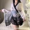 Sex underwear uniform ink painting kimono sexy soft yarn perspective kimono antique Hanfu uniform seduction seduction women