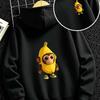 Children's Hooded Sweatshirt with Cartoon Monkey and Banana Print Suitable for Both Boys and Girls Loose Fitcute Animal Pattern.