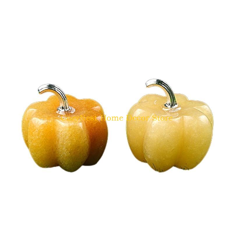 

92MF 30mm Natural Crystal Pumpkin Statue Decoration Pumpkin Figurine Craft Halloween Ornament